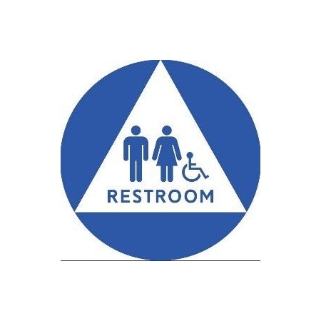 United Visual Products Restroom, 12" W x Circle/Trianlge, Acrylic UVT24CTH-BLUE